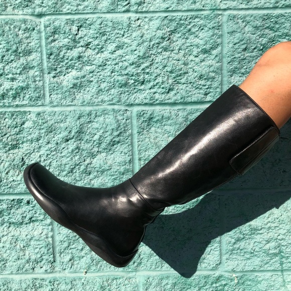 Prada Shoes - Prada SZ 6 Leather Knee High Boots Shoes